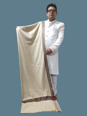 KASHMIR HANDLOOM Cashmere Solid Men Shawl(Beige)