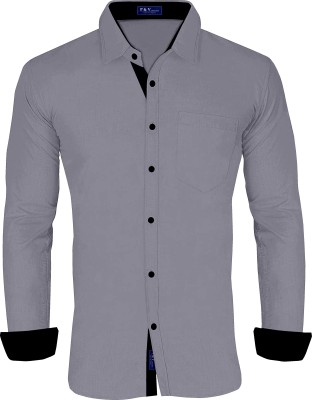 P & V Creations Men Solid Casual Grey Shirt