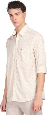 ARROW Men Printed Formal Beige Shirt