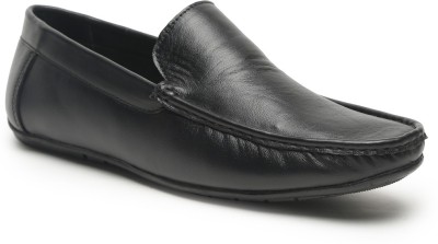 Teakwood Leathers Men Black Solid Genuine Leather Formal Loafers Slip On For Men(Black)