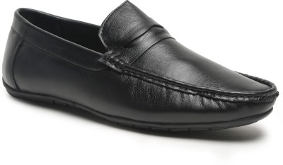 Teakwood Leathers Men Black Solid Genuine Leather Formal Loafers Slip On For Men(Black)