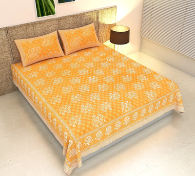 kashyap creation 280 TC Cotton King Printed Flat Bedsheet(Pack of 1, Multicolor)