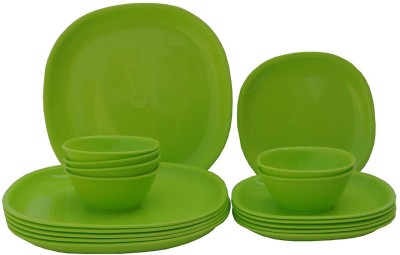 Incrizma Pack of 18 PP (Polypropylene) Pack of 18 PP (Polypropylene) Dinner Set Dinner Set(Green, Microwave Safe)