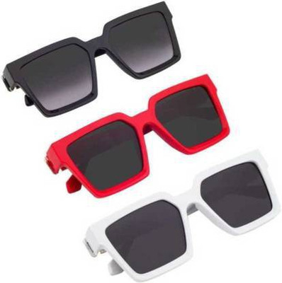 hipe Rectangular Sunglasses(For Men & Women, Black)