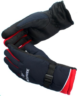 Frackson Air Proof Warm Winter Gloves Cycling Bike Motorcycle Men Women Solid Protective Riding Gloves(Red, Black)