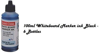 GoldClass 100ml Whiteboard Marker ink Black - 6 Bottles Stamp Pad Ink(200 ml)