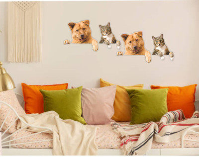 Varadvinayak 75 cm Dog and cat Self Adhesive Sticker(Pack of 1)