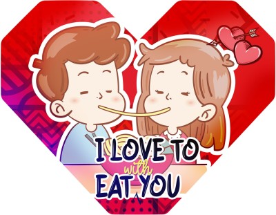 kukarma 25.4 cm I LOVE TO EAT WITH YOU Self Adhesive Sticker(Pack of 1)