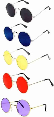 Sundry Round Sunglasses(For Boys & Girls, Blue, Black, Red, Yellow)