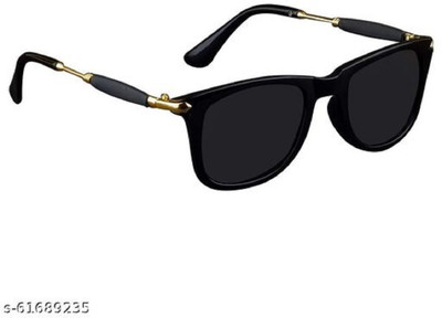 sunwear Rectangular, Retro Square Sunglasses(For Men & Women, Black)