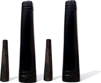RKD Enterprises Terracotta Plain Black Chillum 4.5 Inches Pack of 2 Black Terracotta Surahi(0.3 L)