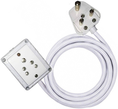 Lucknow Crafts 6A 1 Sockets Power Extension with Wire Cloth Corded, Anchor Socket and Plug With (3Meter Wire) 1  Socket Extension Boards(White, 10 m)