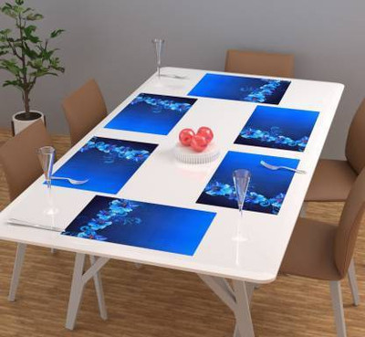 Nomenclature Blue PVC Table Linen Set(Pack of 6)