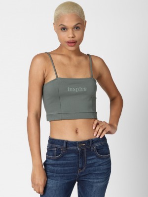 FOREVER 21 Casual Printed Women Grey Top