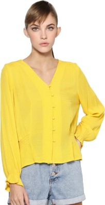 ONLY Casual Solid Women Yellow Top