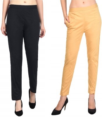 SriSaras Regular Fit, Relaxed Women Black, Beige Trousers