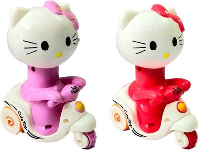 Galactic Hello Kitty toy fun pressure car toy Unbreakable Cartoon Push & Go Scooter Friction Toddler Car Toy multi color 2 pc set(Pink ,Red, Pack of: 1)