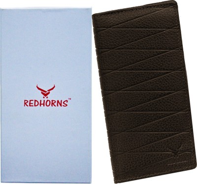 REDHORNS Men Formal Brown Genuine Leather Card Holder(12 Card Slots)