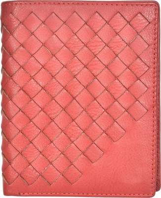 Leatherman Fashion Boys Casual Red Genuine Leather Wallet(4 Card Slots)