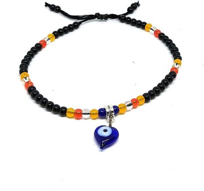 AIR9999 Evil Eye Heart Shaped Lucky Charm Adjustable Anklet For Women's And Girls Crystal Anklet