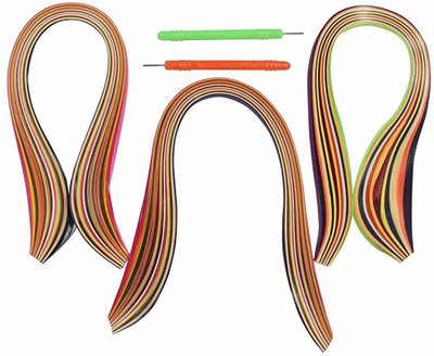KHUSHA CREATIONS Quilling Kit / Multicolor Quiling Strips 5mm (300 strips approx.) With Quiling Needles / DIY Kit