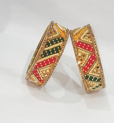 Shri siddh vinayak collection Glass Zircon Gold-plated Bangle Set(Pack of 2)
