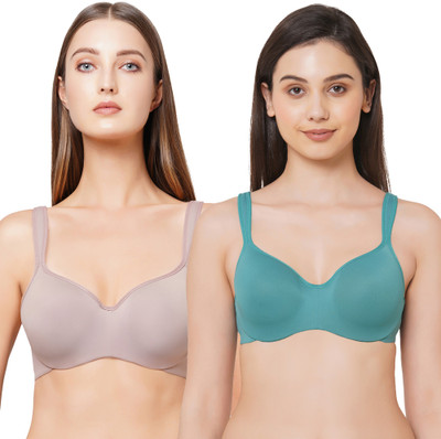 SOIE Woman's Full Coverage Padded Wired Bra Pack of 2 Women Full Coverage Lightly Padded Bra(Multicolor)