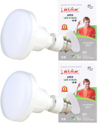 KLICK 10 W Basic Round 2 Pin LED Bulb(White, Pack of 2)