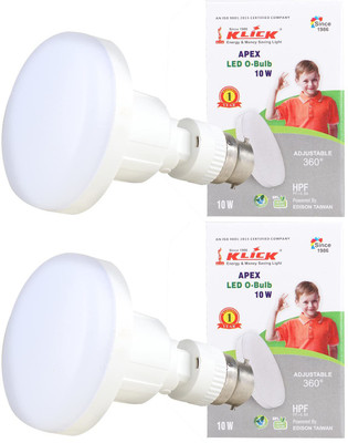 KLICK 10 W Round 2 Pin LED Bulb(White, Pack of 2)