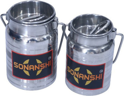 Sonanshi Steel Milk Container  - 400 ml, 500 ml(Pack of 2, Silver)