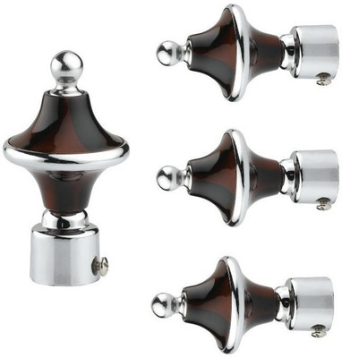 ZAPEX Brown Rod Rail Bracket, Curtain Knobs Metal(Pack of 4)