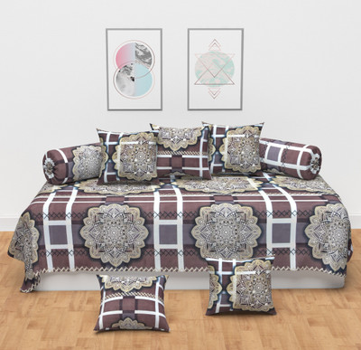 AMEYAA Polycotton Damask Diwan Set(Brown)
