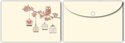 Nourish Plastic Document Folder(Set Of 2, Birdcage-with-owl)