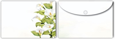 Nourish Plastic Document Folder(Set Of 2, White-Lilly)