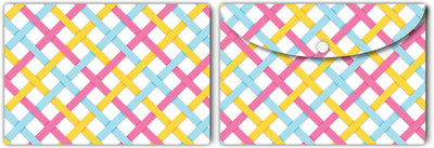 Nourish Plastic Document Folder(Set Of 2, Colourful-Stripes-on-White)