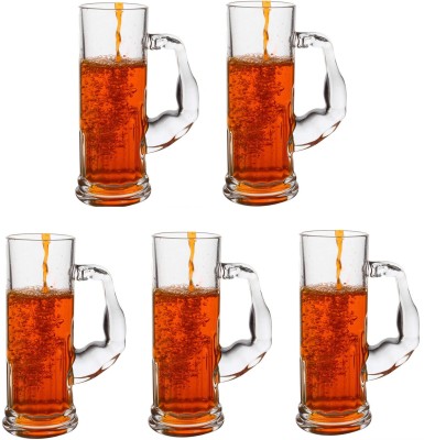 AFAST (Pack of 5) E_musclebeer_5 Glass Set Beer Mug(550 ml, Glass, Clear)