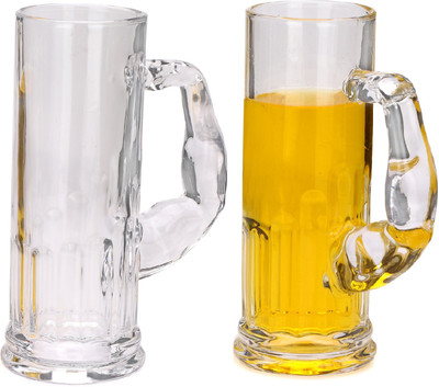 AFAST (Pack of 2) E_BeerHub-F2 Glass Set Beer Mug(550 ml, Glass, Clear)