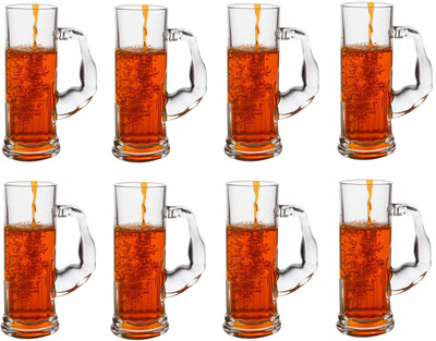 AFAST (Pack of 8) E_musclebeer_8 Glass Set Beer Mug(550 ml, Glass, Clear)