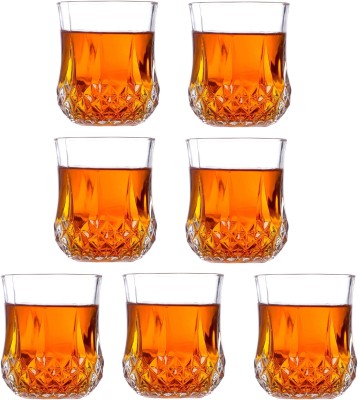 1st Time (Pack of 7) Transparent, Whisky Glass, Set Of 7, 180 ML Glass Set Water/Juice Glass(180 ml, Glass, Clear, White)