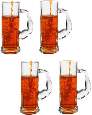 Somil (Pack of 4) Multipurpose Drinking Glass -B1006 Glass Set Beer Mug(600 ml, Glass, Clear)