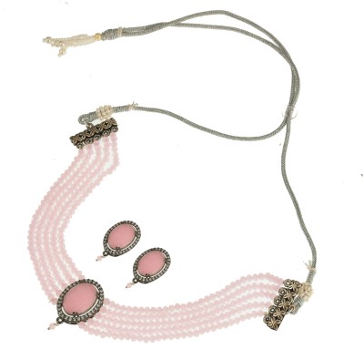 YUVIRAJ FASHION HUB Brass, Alloy Pink Jewellery Set(Pack of 1)