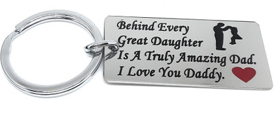 Aura Behind Every Great Daughter Emotional Cute Father Day Gift Keyring Stainless Steel Key Chain