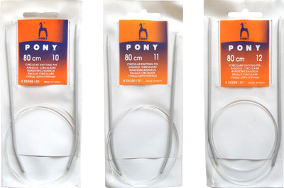 Pony Aluminum 80cm Circular Knitting Pins Needles, No 10, 11,12- Set of 3 Knitting Pin(Pack of 3)