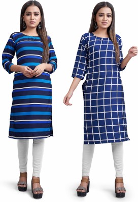 Textile Fab Women Printed Pathani Kurta(White, Blue)