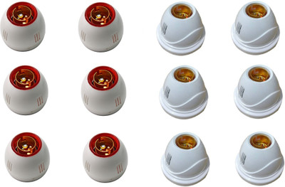 JELECTRICALS Red Ring Bulb Holder and White Fancy Bulb Holder Pack of 12 Plastic Light Socket(Pack of 12)