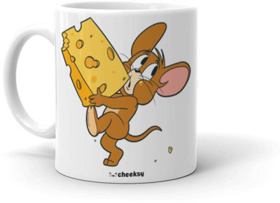 Mr UVD Jerry Stealing Cheese Printed (350 ml) Ceramic Coffee Mug(350 ml)