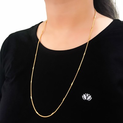 Fashion Frill Golden Chain Artificial Jewellery Gold Neck Chain Daily Wear Golden Chain For Women 28 Inches Gold-plated Plated Brass Chain