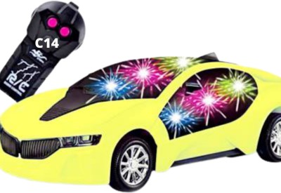AS TRADERS Wireless Remote Control Fast Modern Car With 3D Light, CAR_RC_YLW14(Yellow)