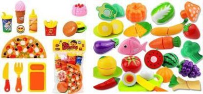 3 Jokers Food Kitchen Kids Toys Plastic Toy Vegetables And Fruits Cutting Classic Pretend Play Simulation Educational Toy Food Pizza Toy Set