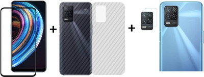 RAGRO Front and Back Tempered Glass for Edge To Edge Tempered Glass And Back Stripes Skin And Camera Tempered Glass (3 in 1) Combo For Oppo A54(Pack of 1)